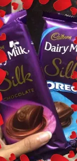 Dairy Milk Silk chocolates with red hearts