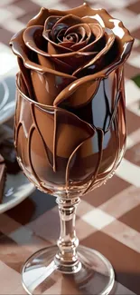 Brown chocolate rose in a glass for wallpaper.