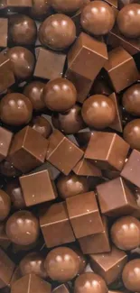 Chocolate shapes wallpaper with spheres and cubes.