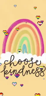 Colorful rainbow with 'Choose Kindness' text on beige background.