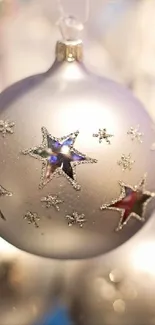 Silver ornament with star design.