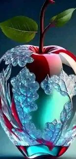 Elegant crystal apple artwork with vibrant colors.