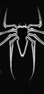 Chrome spider symbol on a black background.