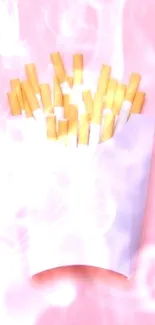 Cigarette fries in a pastel pink backdrop mobile wallpaper.