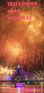 Colorful fireworks light up city skyline at night.