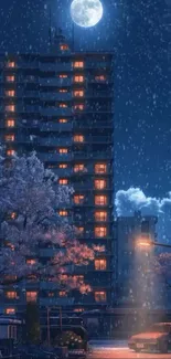 City High-rise Building Night Live Wallpaper