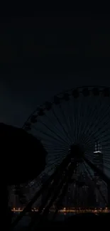 Night city skyline with a ferris wheel silhouette wallpaper.