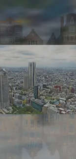 Cityscape wallpaper featuring rooftops transitioning into a vast skyline.