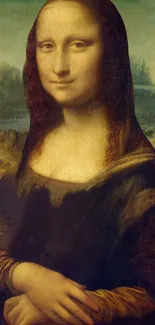 Mona Lisa painting mobile wallpaper showcasing Renaissance art.