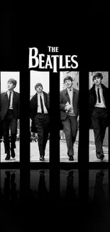 Black and white Beatles walking style wallpaper.