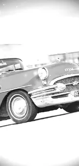 Classic blue car with split effect blending color and grayscale.