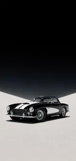 Vintage car on minimalist black background wallpaper.