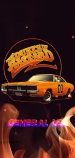 Orange classic car on dark background wallpaper.