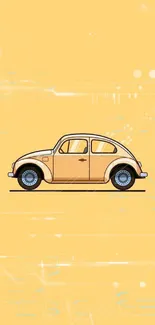 Classic yellow car illustration on a bright yellow background.