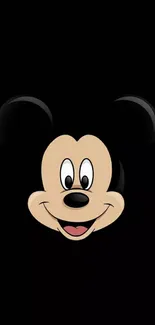 Classic cartoon character's face on a black background wallpaper.