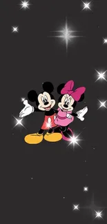 Mobile wallpaper with a classic cartoon couple on a dark gray background.