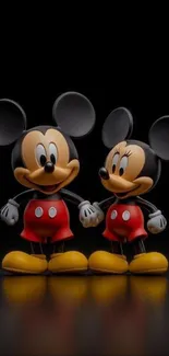 Two iconic cartoon characters on a dark background.