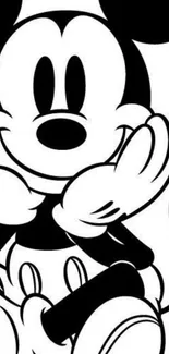 Black and white cartoon character outline for mobile wallpaper.