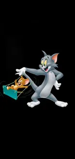 Cartoon cat and mouse playful chase wallpaper