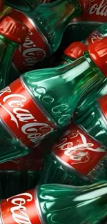 Classic Coca-Cola bottles with vibrant red labels.