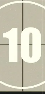 Vintage film countdown with number ten in a classic style.