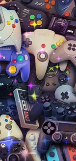 Collage of classic vintage gaming controllers in a vibrant, nostalgic art style.