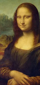 Mona Lisa portrait wallpaper for mobile phone.