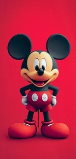 Classic cartoon mouse character on red background.