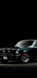 Classic Mustang car on black background mobile wallpaper.