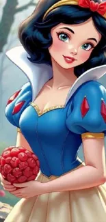 Classic animated princess holding fruit.