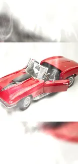 Red Corvette with open doors on white background wallpaper.