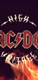 High-voltage classic rock band logo on dark mobile wallpaper.