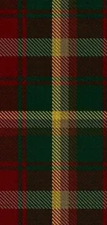 Classic tartan pattern wallpaper with red and green colors.