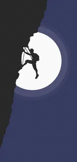 Silhouette of a climber under the moon.