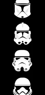 Minimalist Star Wars clone trooper helmet wallpaper with a black background.