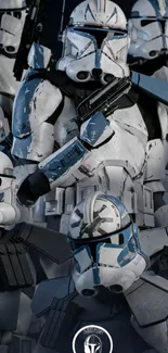 Epic Clone Troopers in battle armor mobile wallpaper.