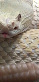 Close-up view of rattlesnake with detailed golden scales.