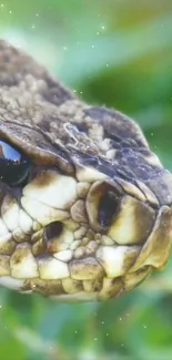 Close-up of a snake's face showcasing scales.