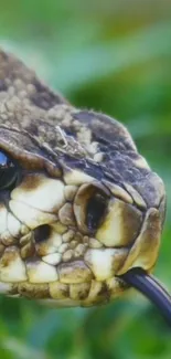 Close-up of a snake showing intricate scales and vibrant colors.