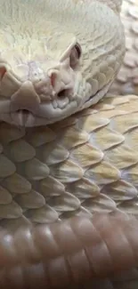 Close-up view of a snake showcasing intricate scales in a beige color palette.