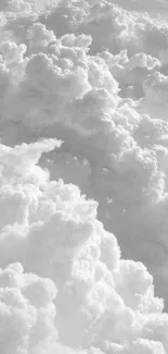 Soft grayscale clouds forming a serene, aesthetic mobile wallpaper background.