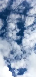 A tranquil view of a cloudy sky with soft, fluffy clouds in a blue backdrop.