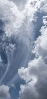 Serene cloudy sky with wispy clouds and a deep blue backdrop.