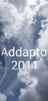 Clouds in a blue sky with 'Addapro 2011' text.