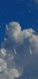 Cloudy sky with snow falling, creating a serene blue background.