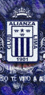 Club Alianza Lima emblem with vibrant artistic design on blue background.