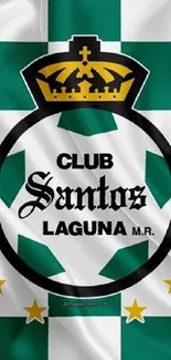 Club Santos Laguna wallpaper with logo on green checkered background.