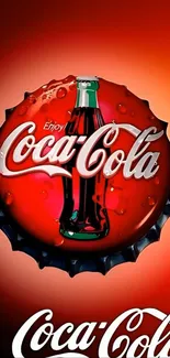 Coca-Cola bottle cap on red background wallpaper.