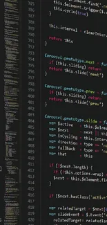 Dark-themed code editor wallpaper for developers.