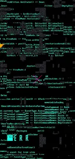 Green code lines on dark matrix-themed mobile wallpaper.